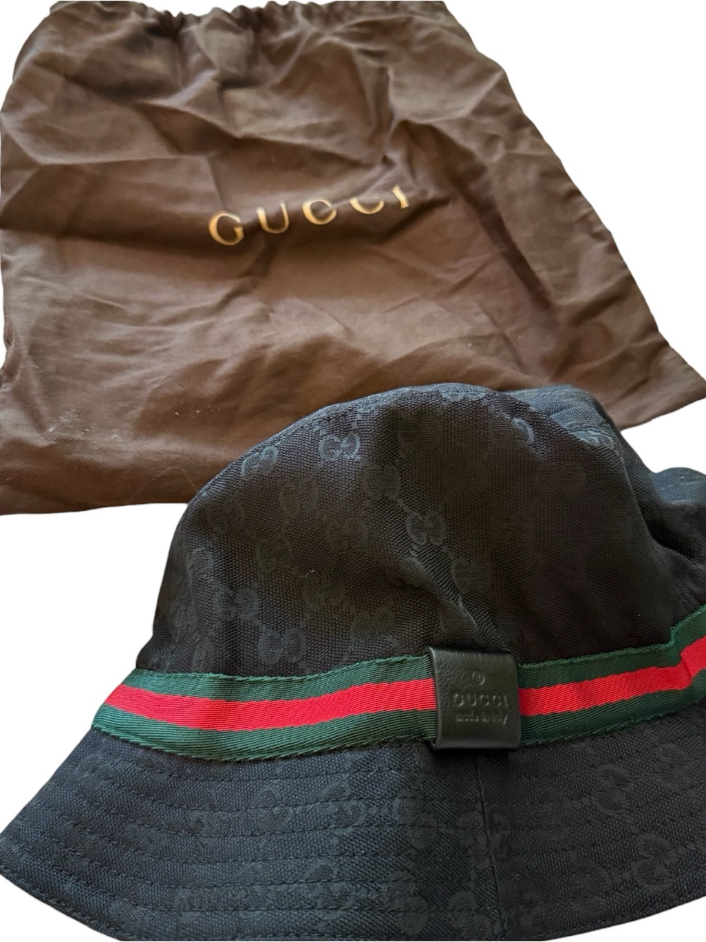 Gucci Black Gg Canvas Bucket Hat With Signature Web Stripe
